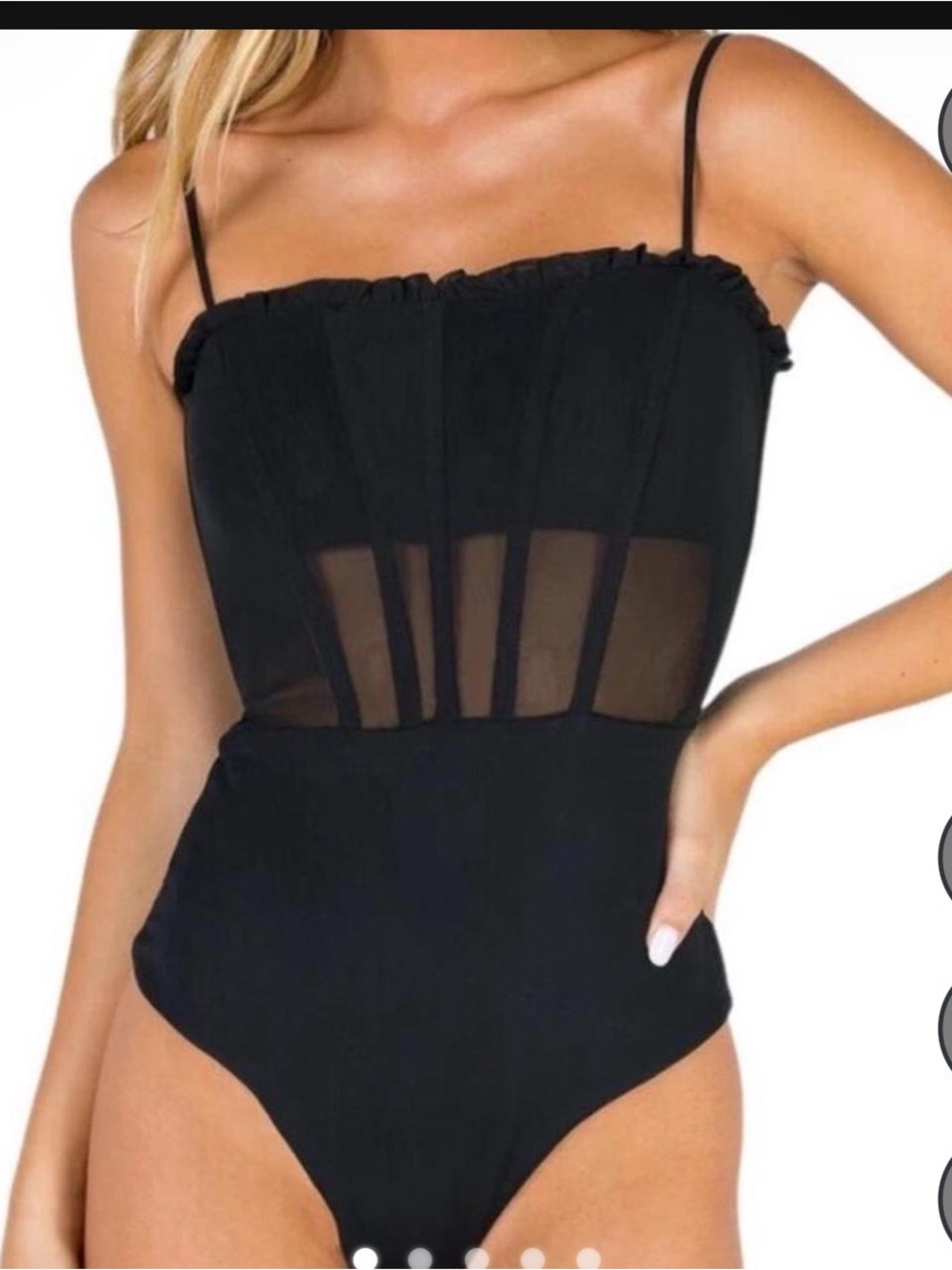Princess Polly Black Sheer-Panel Bodysuit